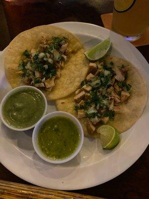 Chicken tacos with salsa verde