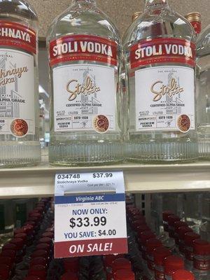 Great price on a handle of Stoli Vodka