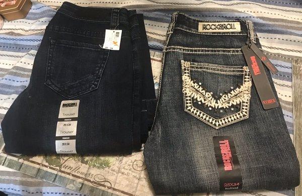 Rock&Roll Denim Juniors Trouser Low Rise in Dark Wash, Juniors Boyfriend Fit in Medium Wash, $30.00 each!!