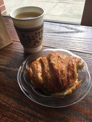 Ham and cheese croissant and ginger tea for brekky!