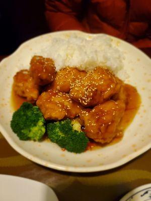 Sesame chicken with white rice