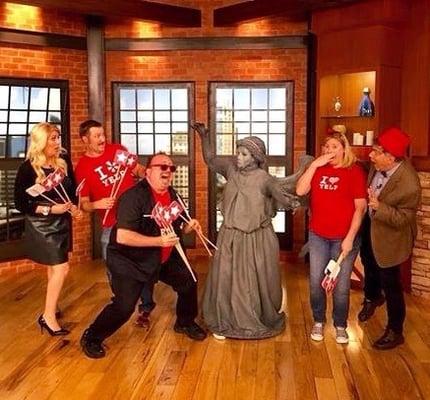 Promoting Yelp on the set of CBS' "GOOD MORNING SACRAMENTO"(and trying to avoid weeping angels!)