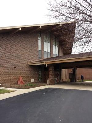 1977 Modern architecture red brick.