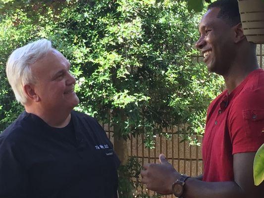 Actor Tank Jones stops by and we talk in the garden.