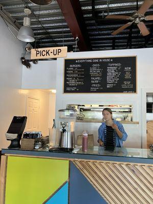 Menu board/order counter.