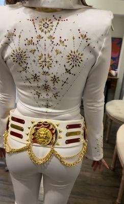 Custom designed female Elvis costume. Constructed in shop