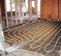 Radiant floor heating installation.