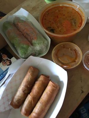 Needed a few choices... Spring rolls, salad rolls, and red beef curry (asked for spicy)