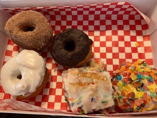 Holy Biscuits -weekend only - Cinnamon, Chocolate Frosted, Vanilla Frosted, Fruity Pebbles, and Birthday Cale Biscuit