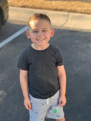 My son wanted a fade with a little more left on top to style.