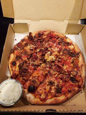 Brisket Bacon Pizza with Ranch