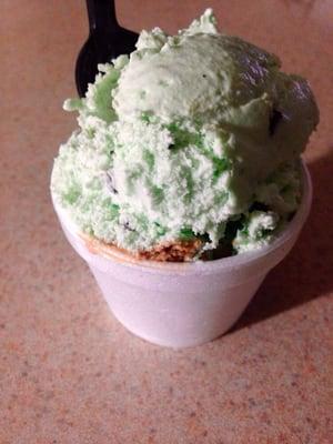 $2.50 size small- Mint chocolate chip and espresso