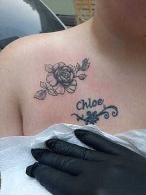 Simple but true, a small danity rose.  Done By Karmon Parker