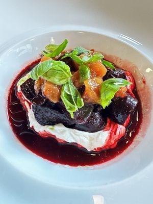 Beets, red papaya, mustard and seasoned yogurt. Another delicious winner.