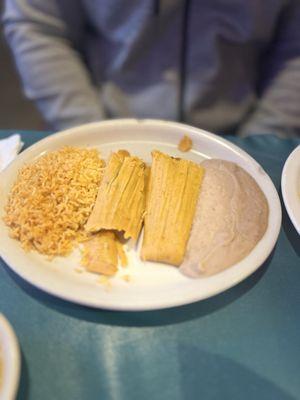 Tamale with chile Con Carne Sauce