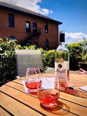 Rosé of Sangiovese, sun, and patio.