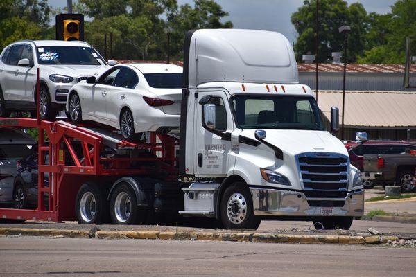 Loaded double decker car hauler.