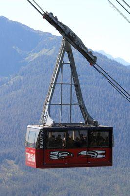 The tram makes a six-minute ascent up Mount Roberts from the lower terminal to a height of about 1,800 feet.