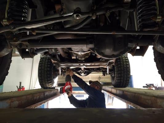 Exhaust work on a Jeep Wrangler