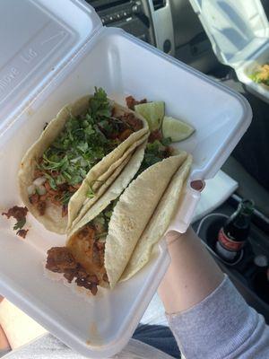 El Pastor tacos with homemade tortillas