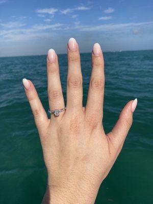 Pink to white ombre acrylic nails