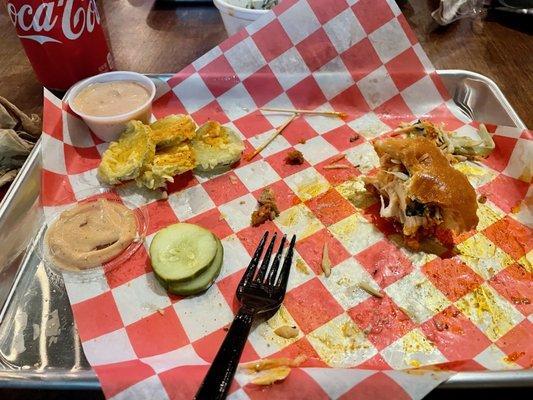 Combo #1 - Sandwich w/ fried pickles and a coke | I got excited and ate it before I took a picture, woops.