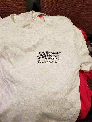 Our 2018, Special Edition, Bradley Motor Werke shirts.