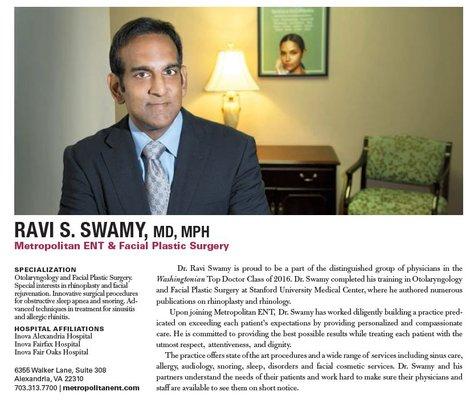 Washingtonian Top Doctor 2016