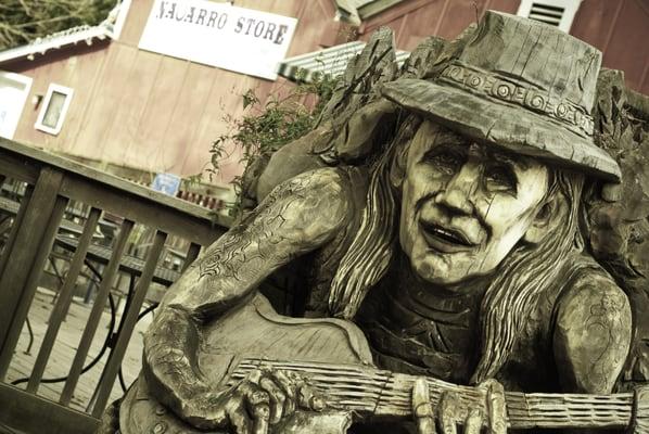 Johnny Winter - redwood carving @ the navarro store