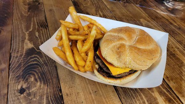 Kid meal burger and fries