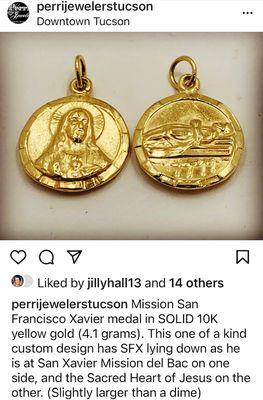 Custom San Francisco Xavier medals in 10K gold