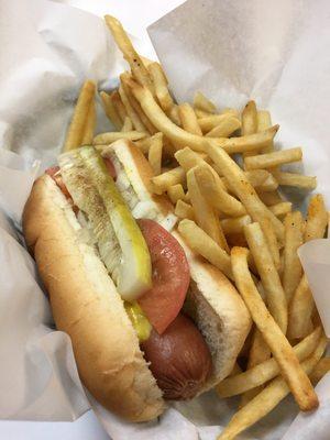 Jumbo Chicago style dog. No poppyseed bun...