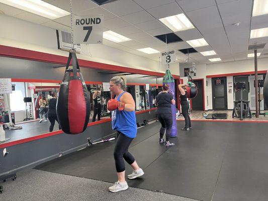 Fight Club 10 round circuit training! We have 2 gyms in 1 at Rondeaus Kickboxing & Fitness. Come try it!