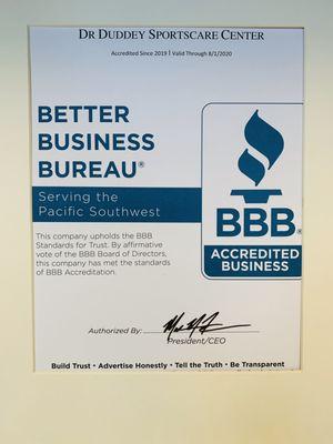 Sportscare Center has been accredited by the Better Business Bureau BBB