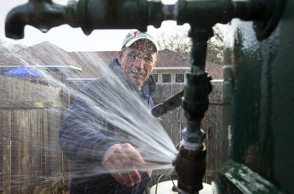 Allen repairing frozen water pipes.