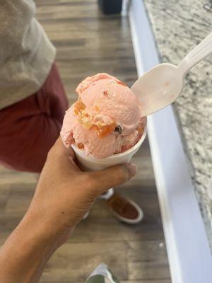 Single scoop strawberry ice cream