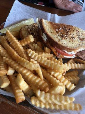 Grilled cheese with tomato and bacon AND everything seasoning. Not on the menu but I was craving a grilled cheese and they delivered!