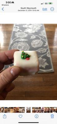 Christmas cake bites. SO delicious!! These pix are from dev 2019. Hope they still have them!