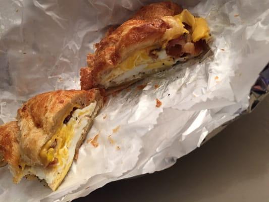 Bacon egg cheese on croissant. Very good :)