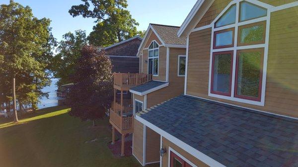 Backside of the townhomes, showing the various balconies