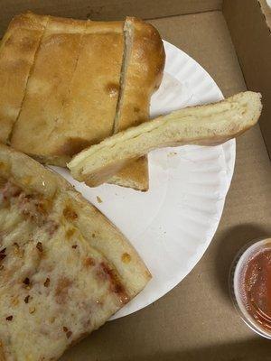 Cheese bread. It was okay, cheese pizza was better.