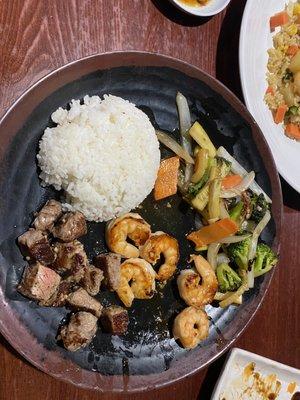 Hibachi grilled steak and shrimp