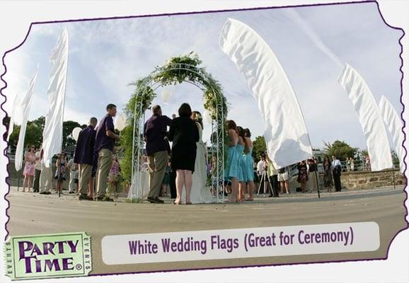 White Wedding Flags by Party Time Events (20ft Tall)
Boston Flag Rentals