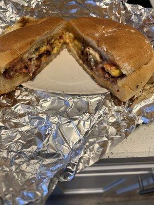 Beef bacon egg and cheese