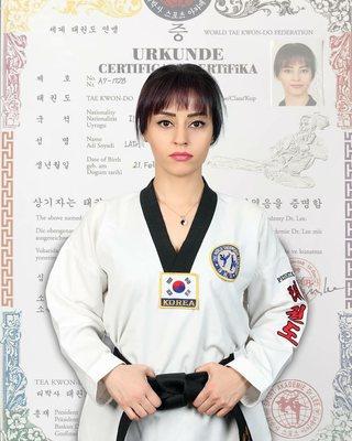 Ladan Homayoon sefat  Black belt Taekwondo 7 degree