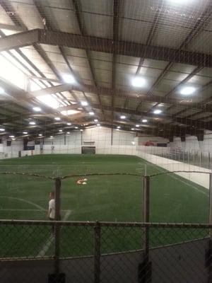 Indoors soccer field.