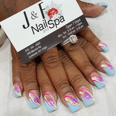 Acrylic Tip with Multi Color Design