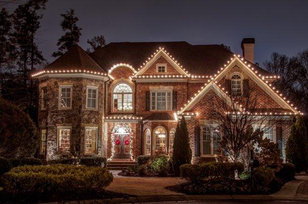 Christmas lights decorate this home.