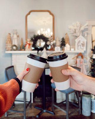 Coffee to go with the cutest decor in the background