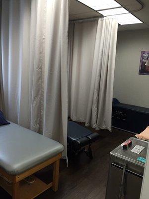 Therapy room with privacy curtains